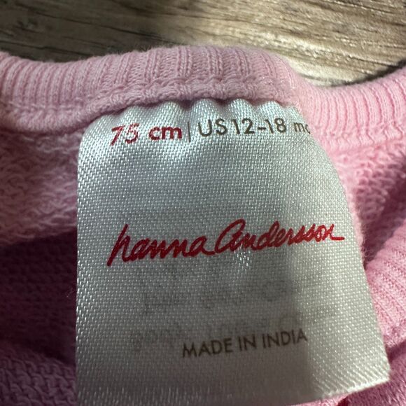 Hanna Andersson Girls 75cm 12-18 Months Romper Valentines Pink Hearts Sleeveless - Picture 2 of 3